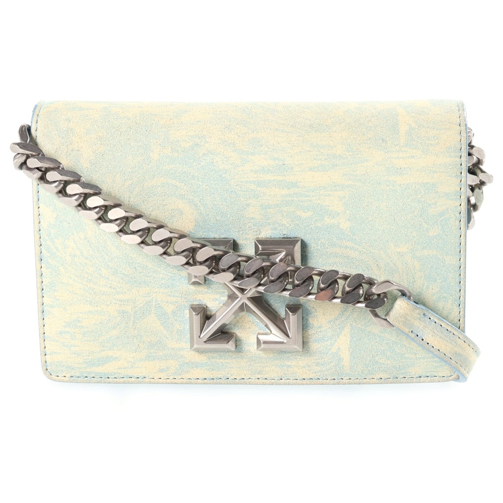 OFF-WHITE(オフホワイト) Jitney 0.5 ロゴモチーフ チェーンショルダーバッグ ブルー レディース