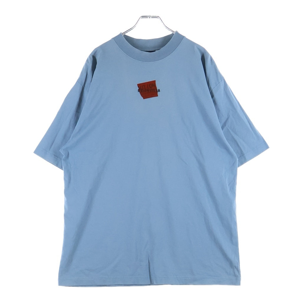 BALENCIAGA(バレンシアガ) 25SS Medium Fit Tee ミディアムフィットTシャツ テープロゴ クルーネック半袖Tシャツ 764235 TSVG2 ライトブルー