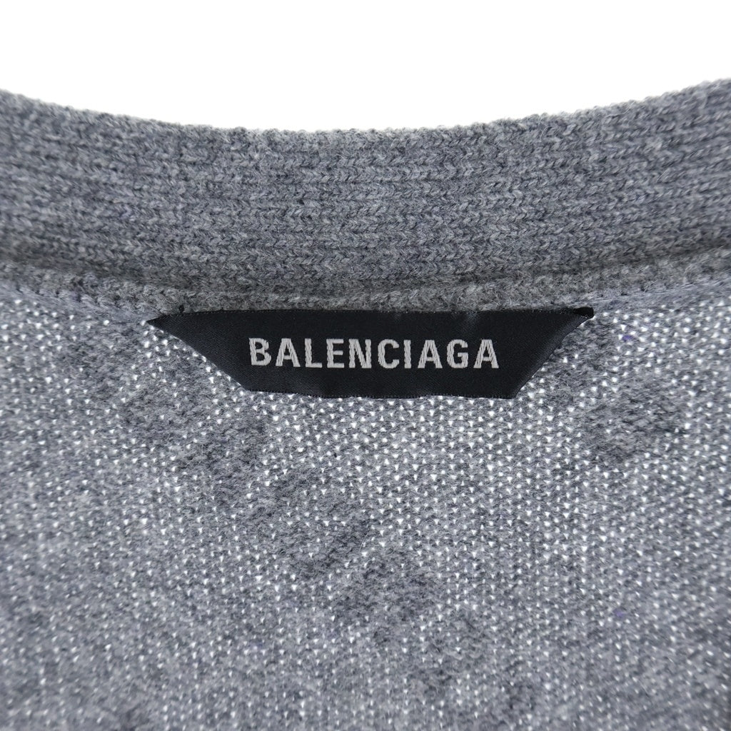 BALENCIAGA(バレンシアガ) All Over Logo Knit Cardigan オールオーバーロゴニットカーディガン 総柄ワッフルロゴニットカーディガン 733855 T4127 グレー