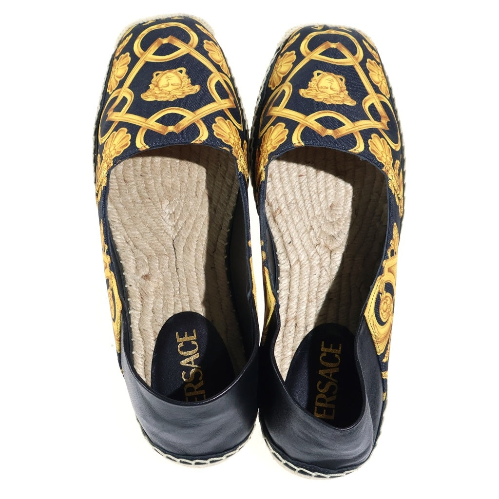 VERSACE(ヴェルサーチ) エスパドリーユ バロッコプリント キャンバスローファー スリッポン ブラック/イエロー 1014774