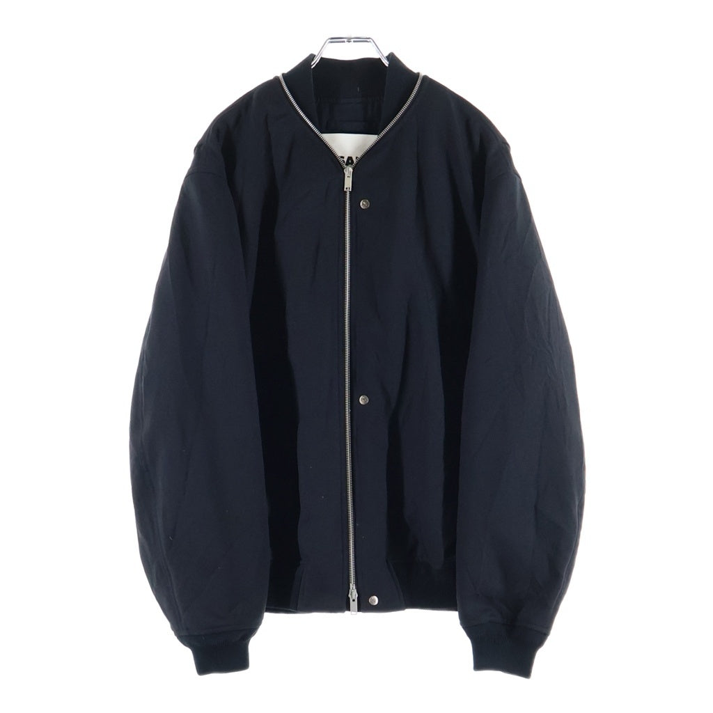 JIL SANDER(ジルサンダー) 21AW RIBBED-TRIM ZIP-DETAIL BOMBER JACKET リブドトリム ジップディテール ボンバージャケット ブラック JSMT420501MT44270012