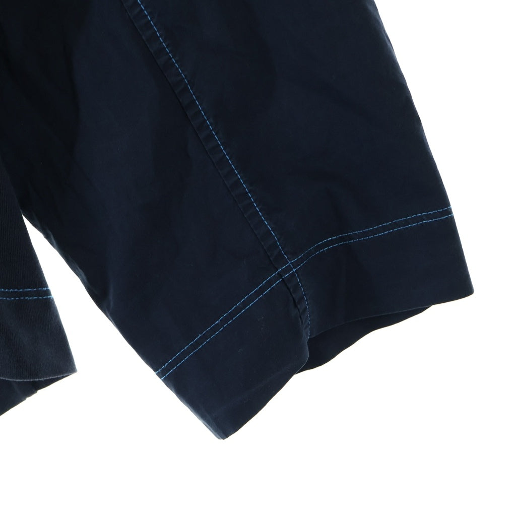 MARNI(マルニ) コットン ナイロン切替デザイン 無地 クルーネック長袖Tシャツ カットソー ネイビー W17THJEZ26DQOTCQ81-00B99