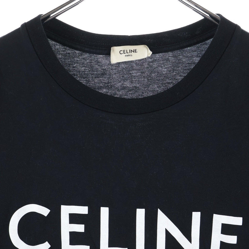 CELINE(セリーヌ) ロゴプリント クルーネック 半袖Tシャツ カットソー ブラック 2X764671Q
