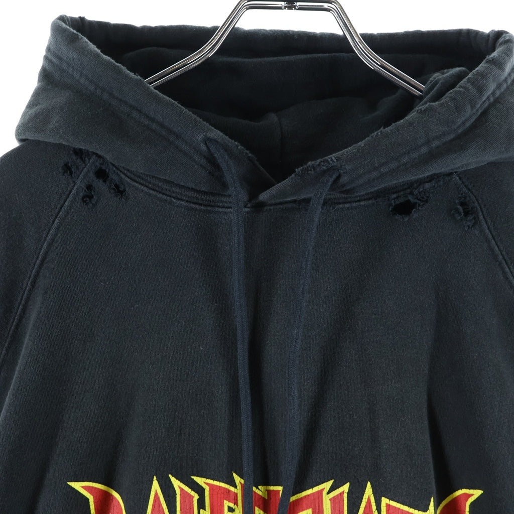 BALENCIAGA(バレンシアガ) 22SS Metal Hoodie Oversized メタルロゴ フーディー プルオーバー スウェットパーカー ブラック 697879 TMV89