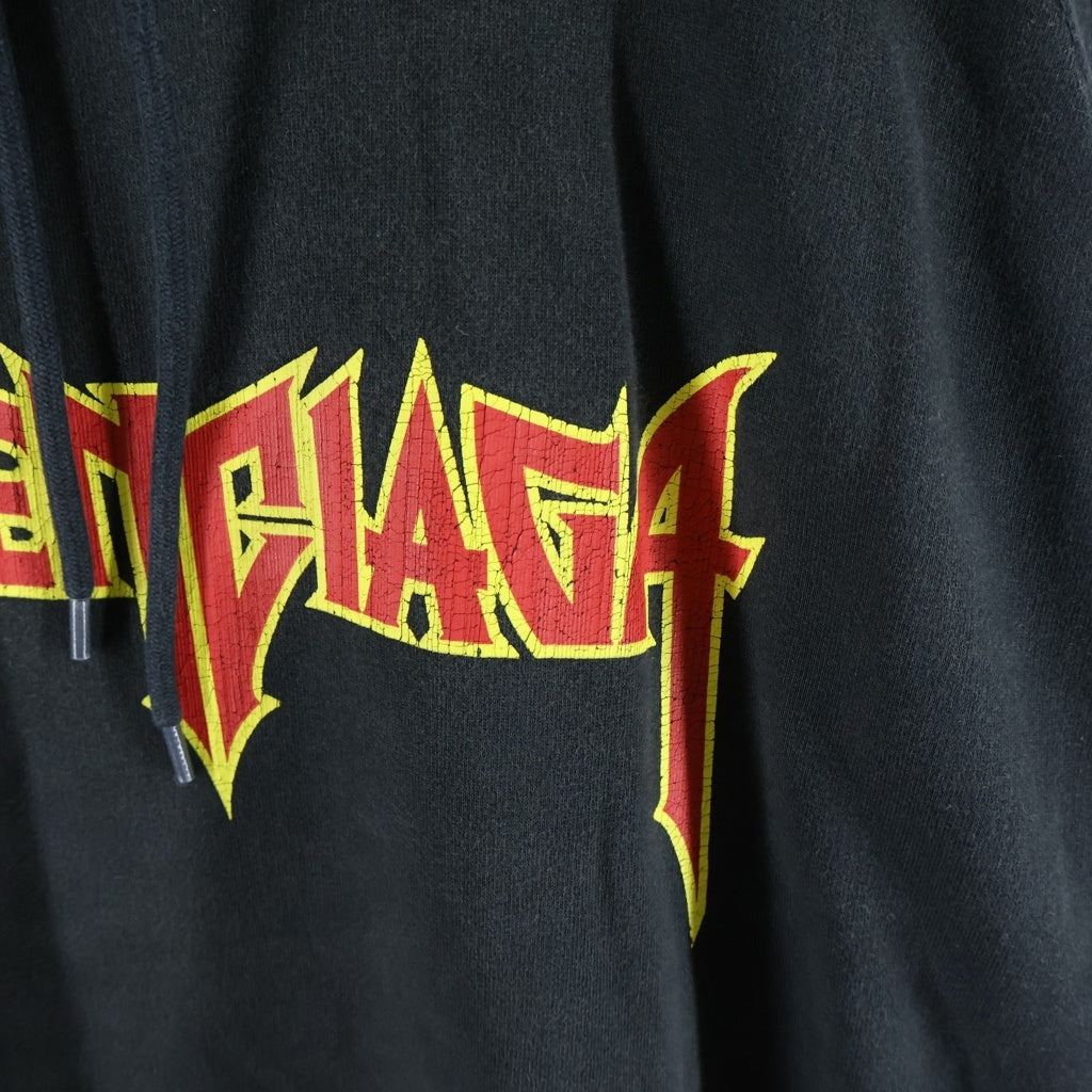 BALENCIAGA(バレンシアガ) 22SS Metal Hoodie Oversized メタルロゴ フーディー プルオーバー スウェットパーカー ブラック 697879 TMV89
