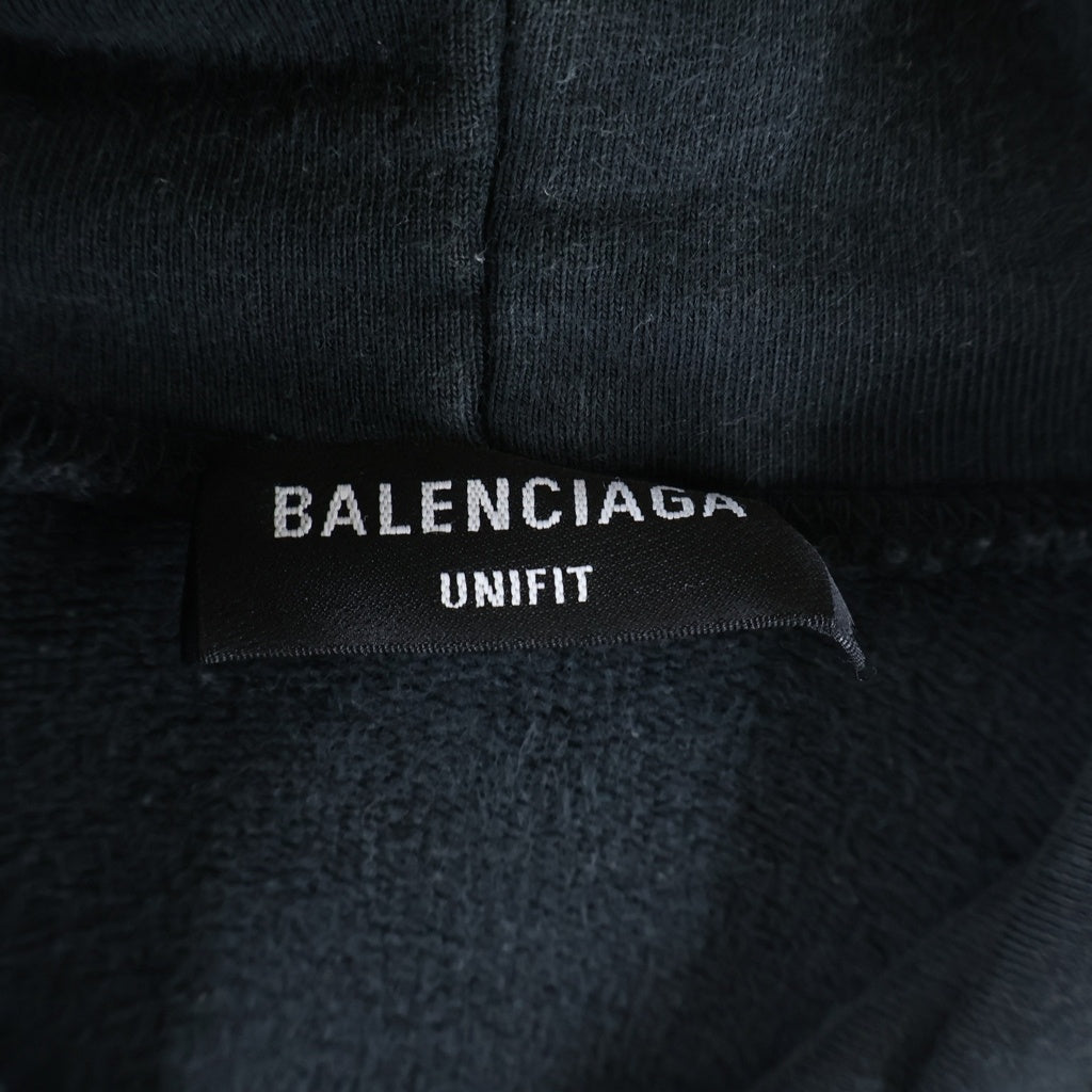 BALENCIAGA(バレンシアガ) 22SS Metal Hoodie Oversized メタルロゴ フーディー プルオーバー スウェットパーカー ブラック 697879 TMV89