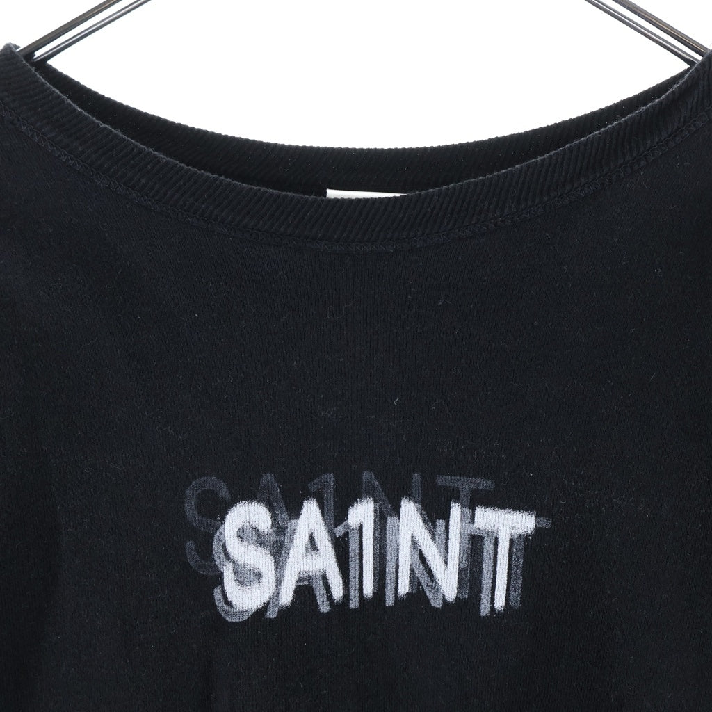 SAINT MICHAEL(セントマイケル) 25SS SEVEN DEADLY CRW N SWT ロゴプリントスウェットトレーナー ブラック SM-HR8-0000-044
