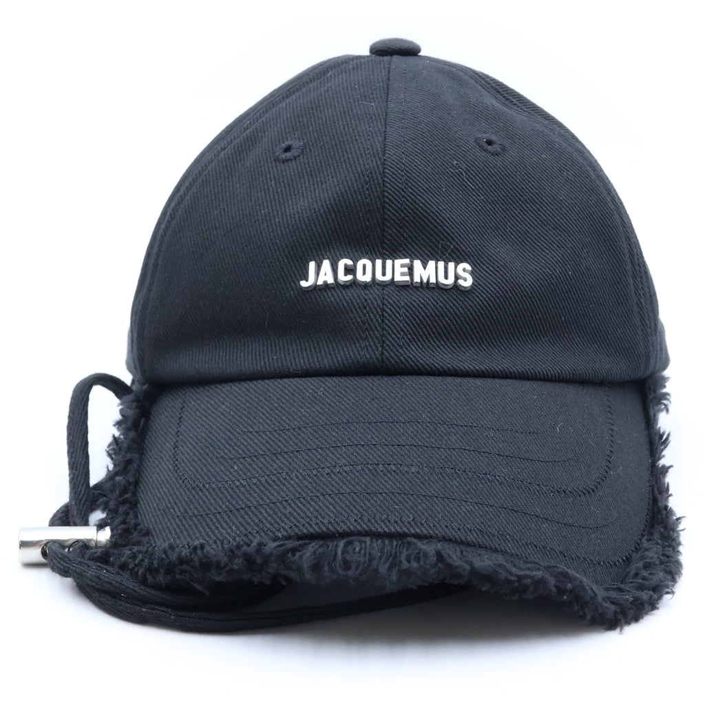 JACQUEMUS(ジャックムス) La Casquette Artichaut ラキャスケットアルティショー プレートロゴドローコード付き6パネルキャップ 帽子 ブラック 235AC452-5012-990 レディース