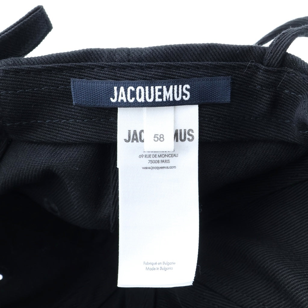 JACQUEMUS(ジャックムス) La Casquette Artichaut ラキャスケットアルティショー プレートロゴドローコード付き6パネルキャップ 帽子 ブラック 235AC452-5012-990 レディース