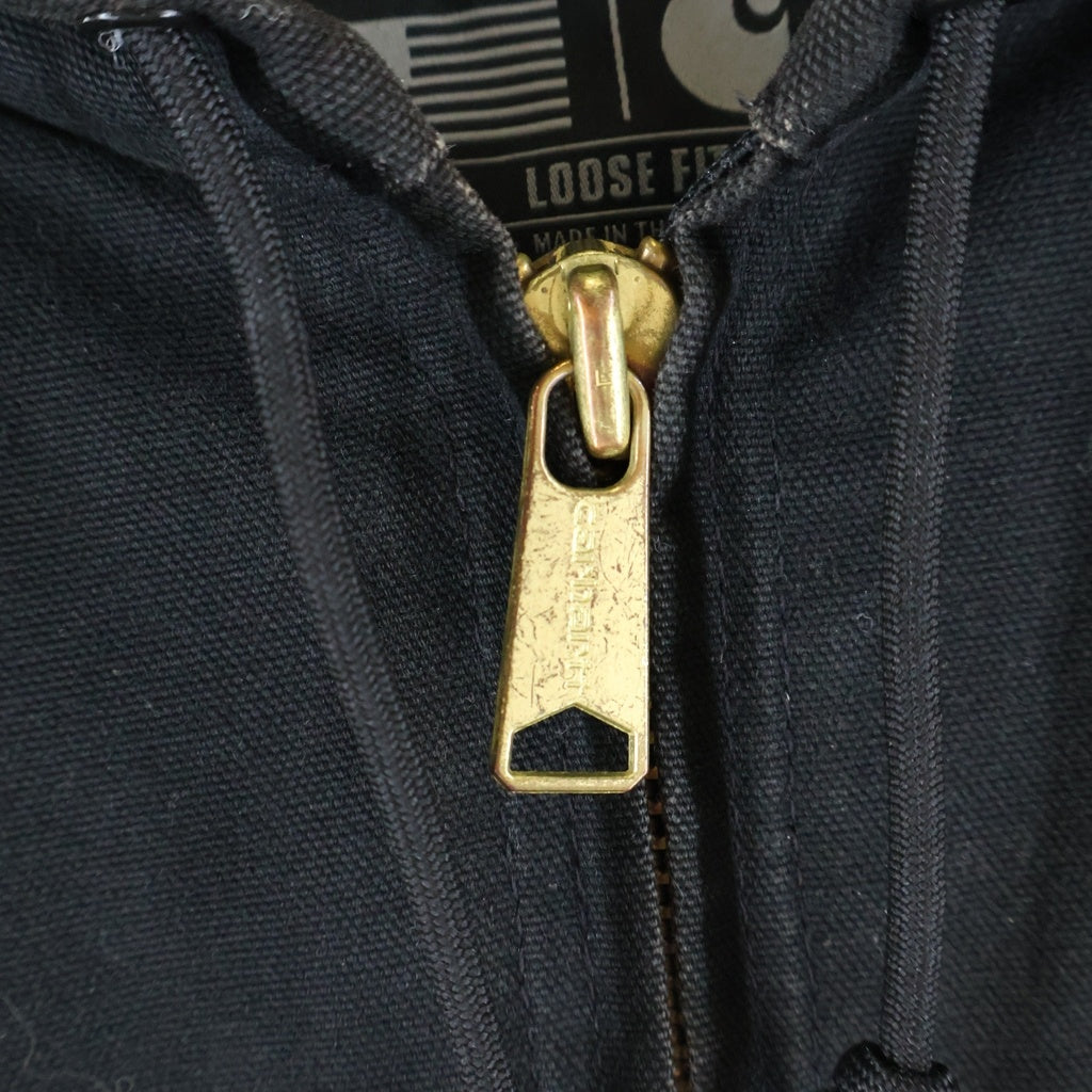 CARHARTT(カーハート) DUCK QUILTED FLANNEL-LINED ダックキルテッドフランネルラインド アクティブジャケット ジップアップフーデットジャケット ブラック 0J0140-M
