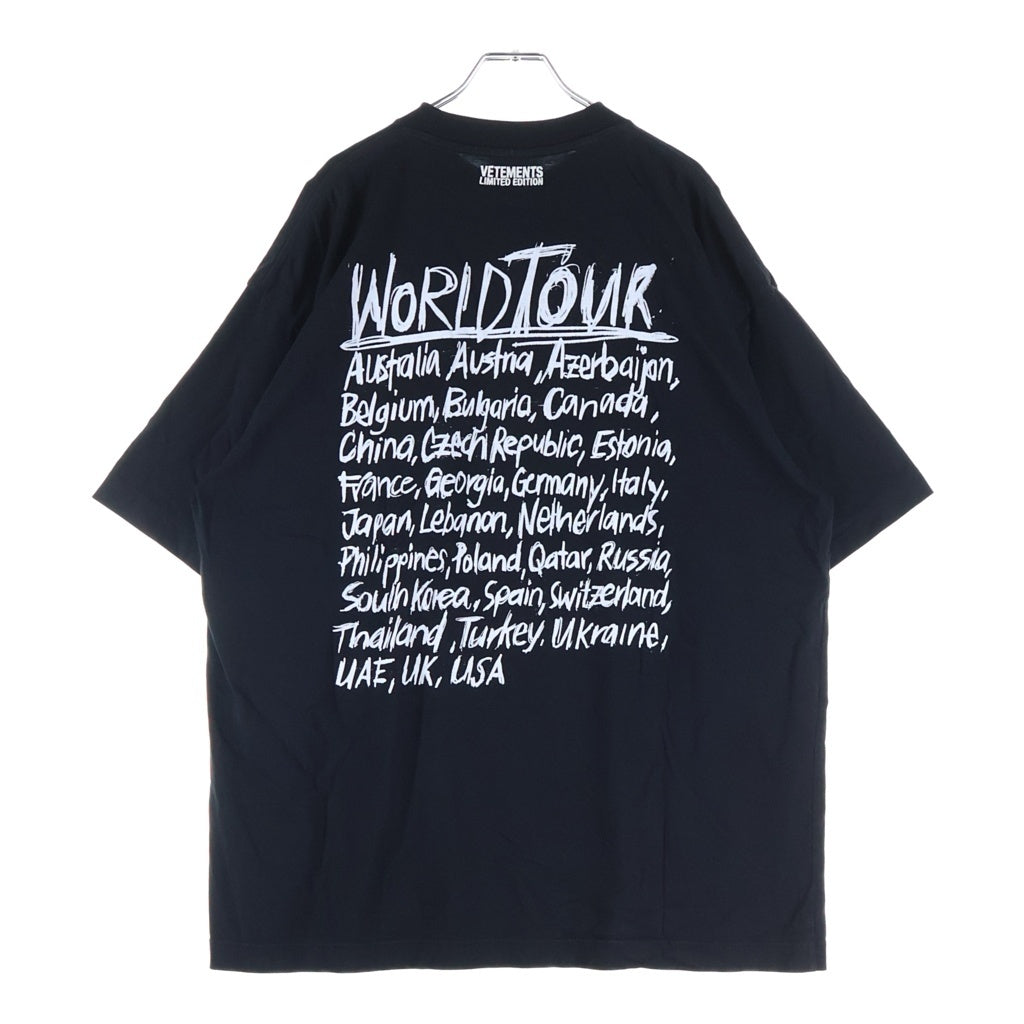VETEMENTS(ヴェトモン) 22SS ワールドツアー 半袖Tシャツ カットソー ブラック UA52TR580W