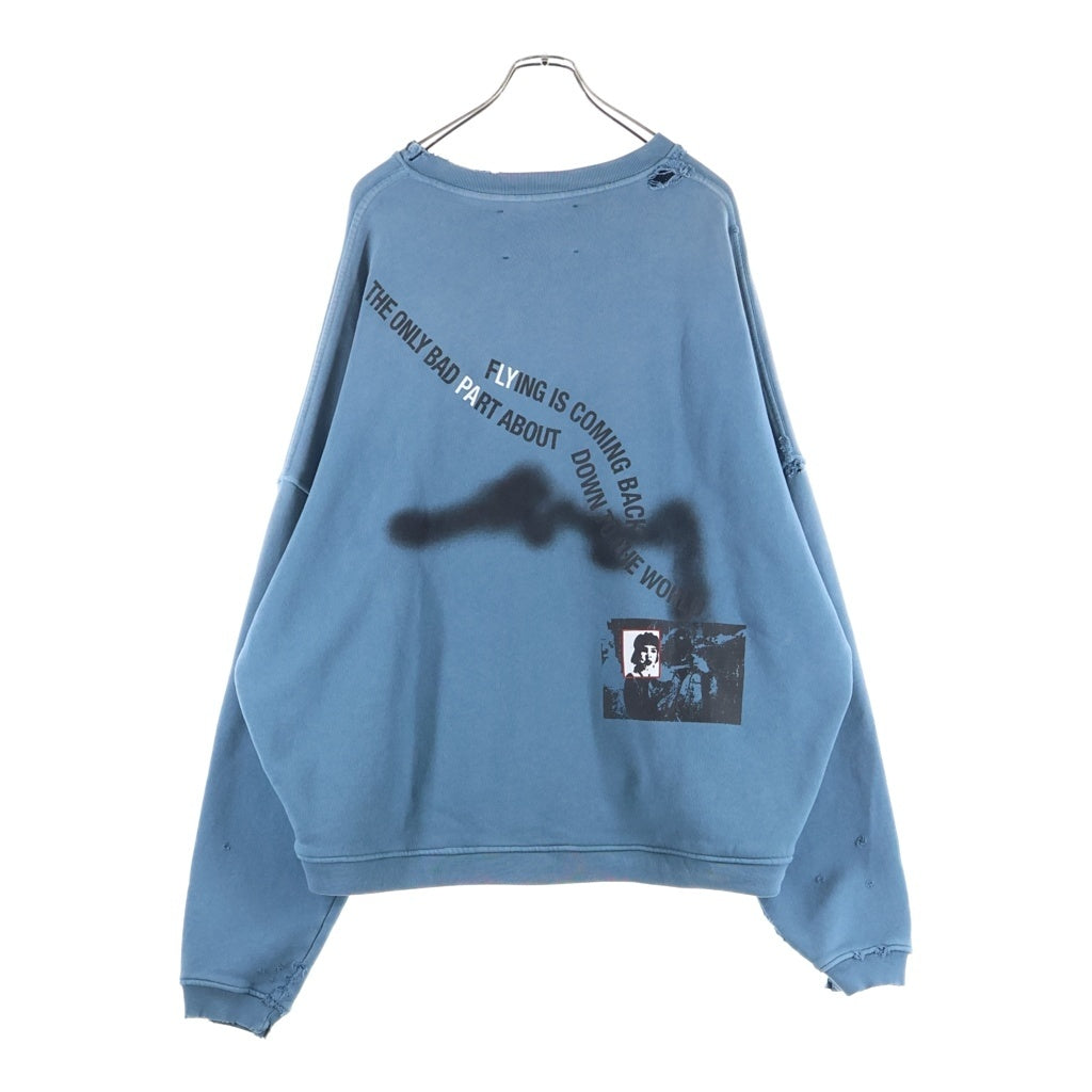 Paly Hollywood(パリーハリウッド) Streetwise Airbrush Crewneck ストリートワイズ エアーブラシクルーネック ロゴプリントクルーネックスウェットトレーナー ブルー