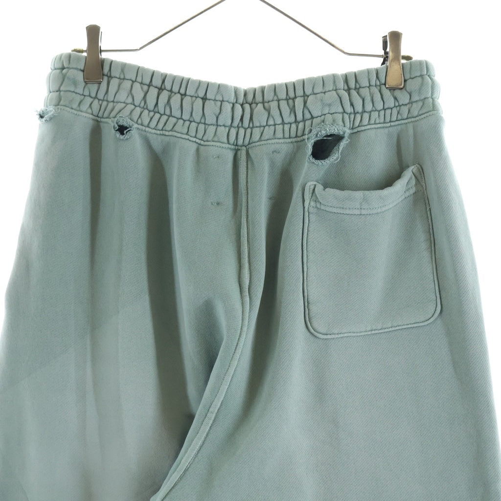 Paly Hollywood(パリーハリウッド) Alta Cienega Sweat Pants アルタシェネガスウェットパンツ ラインストーンロゴプリントダメージ加工スウェットロングパンツ ライトグリーン