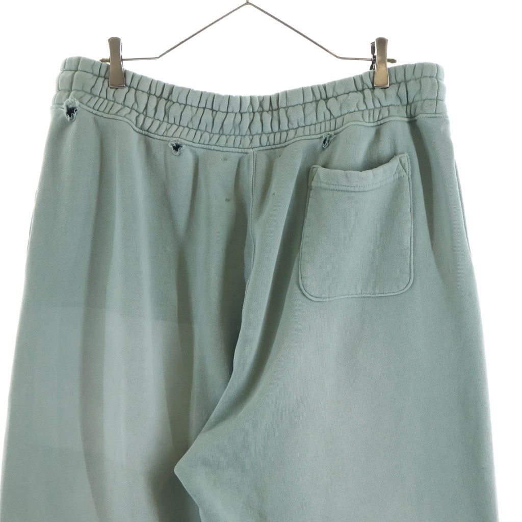 Paly Hollywood(パリーハリウッド) Alta Cienega Sweat Pants アルタシェネガスウェットパンツ ラインストーンロゴプリントダメージ加工スウェットロングパンツ ライトグリーン