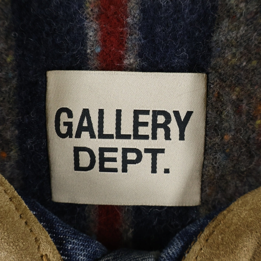 GALLERY DEPT.(ギャラリーデプト) Santa Fe Flannel Denim Trucker Jacket サンタフェ フランネルデニムトラッカージャケット ロゴ刺繍スエードカラーダメージ加工デニムジャケット インディゴ
