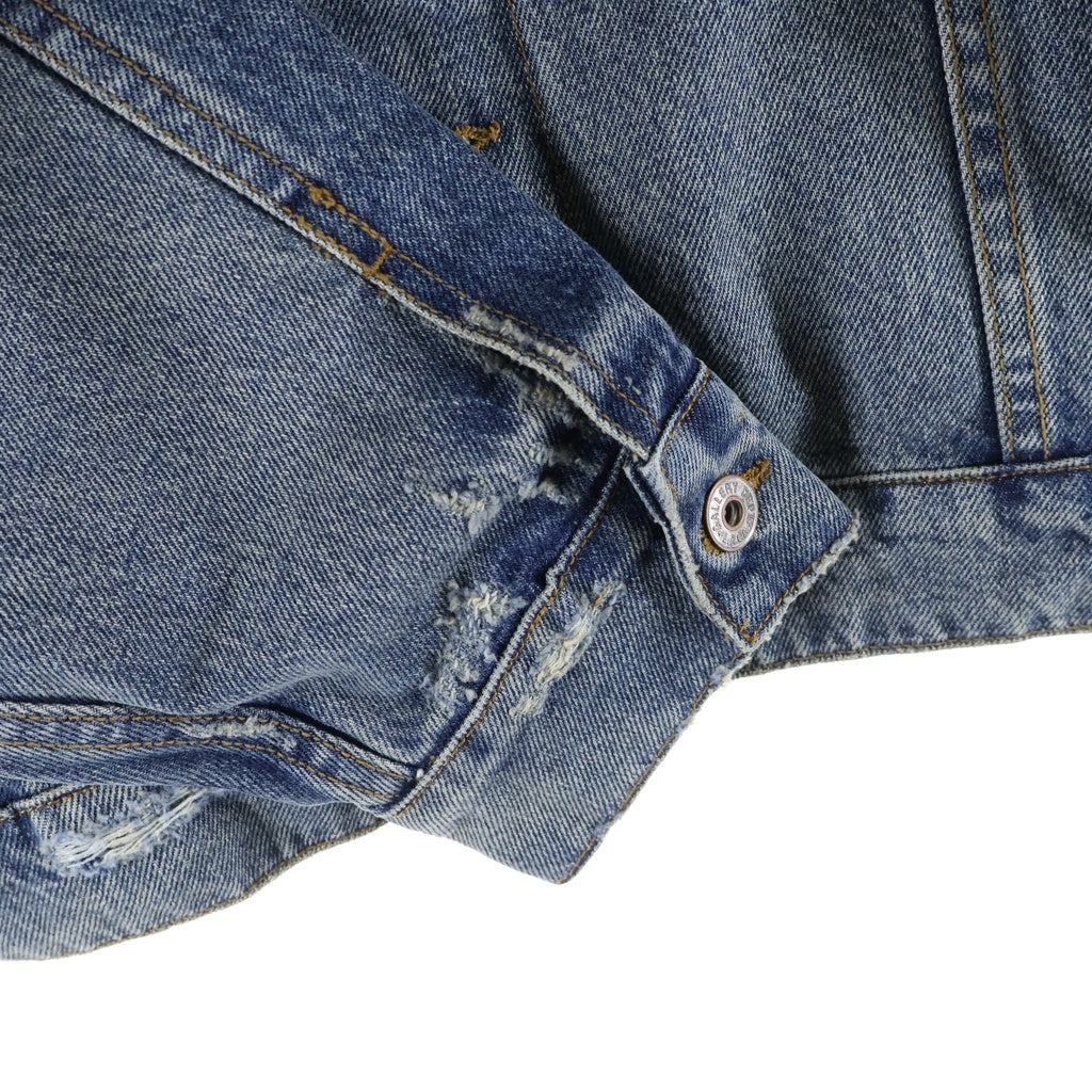 GALLERY DEPT.(ギャラリーデプト) Santa Fe Flannel Denim Trucker Jacket サンタフェ フランネルデニムトラッカージャケット ロゴ刺繍スエードカラーダメージ加工デニムジャケット インディゴ