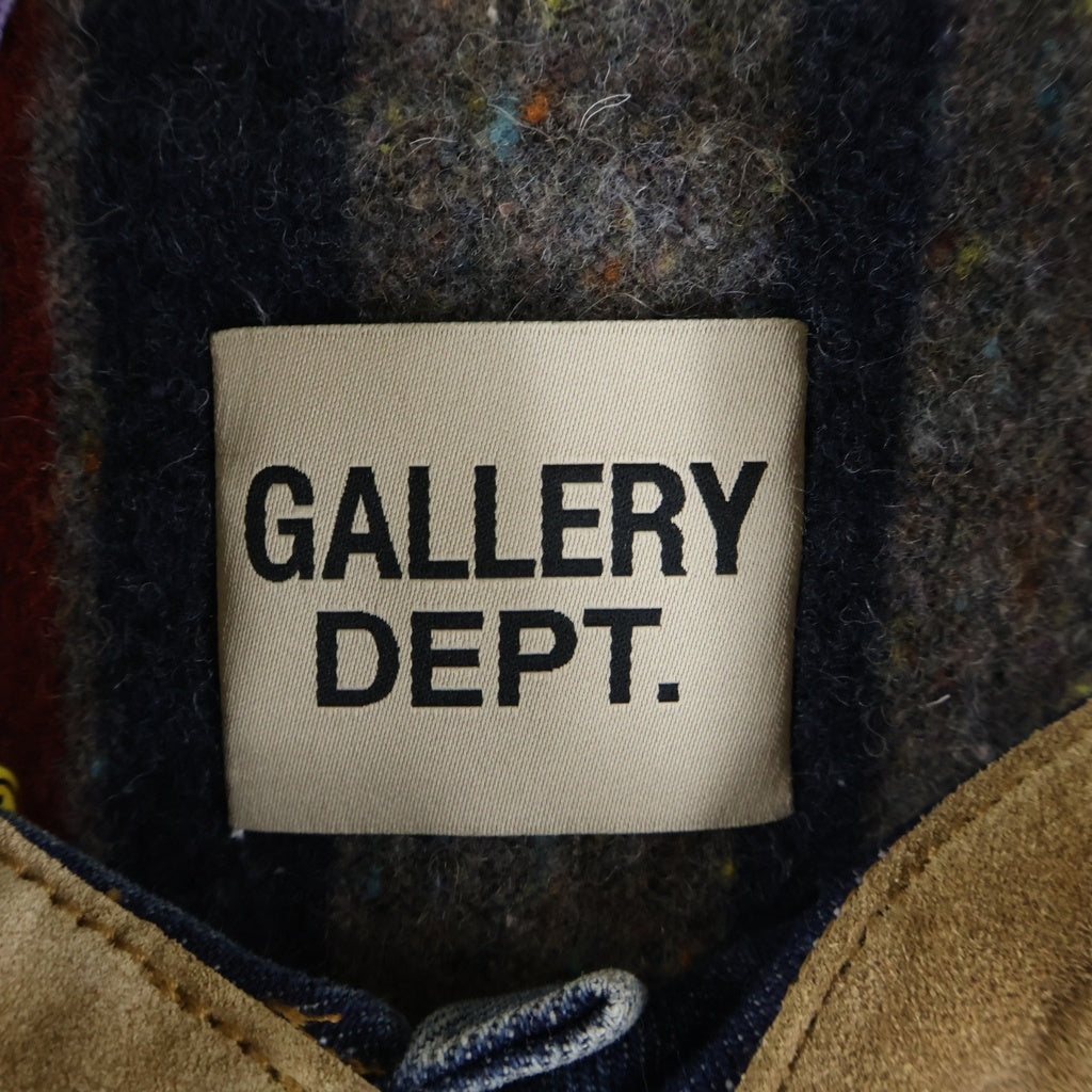 GALLERY DEPT.(ギャラリーデプト) Santa Fe Flannel Denim Trucker Jacket サンタフェ フランネルデニムトラッカージャケット ロゴ刺繍スエードカラーダメージ加工デニムジャケット インディゴ