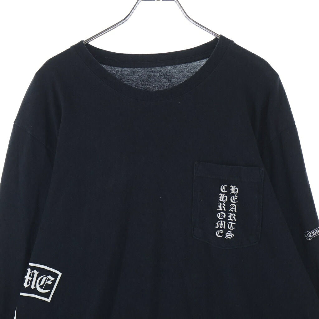 CHROME HEARTS(クロムハーツ) CH T BAR SCROLL LOGO L/S TEE Tバー スクロールロゴ クルーネック長袖Tシャツ ロングスリーブカットソー ブラック/ホワイト