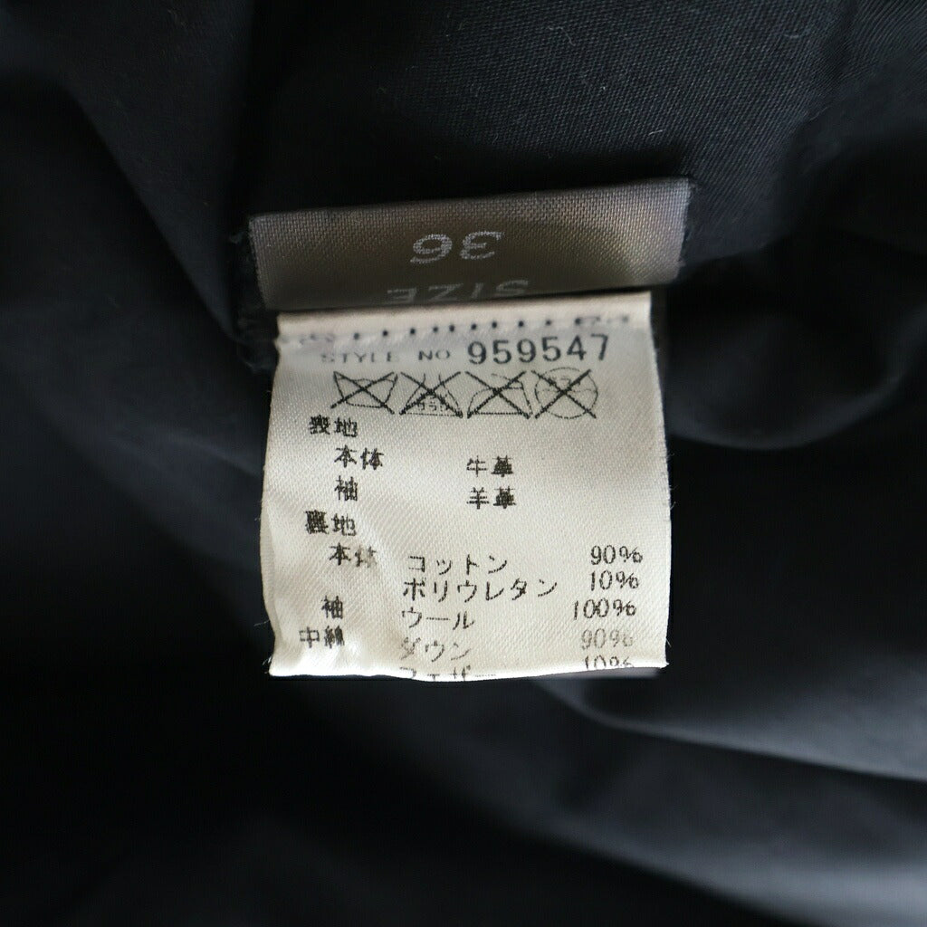 ISAAC SELLAM(アイザックセラム) シープレザーアーム フーデッドダウン レザーコート グレー 959547