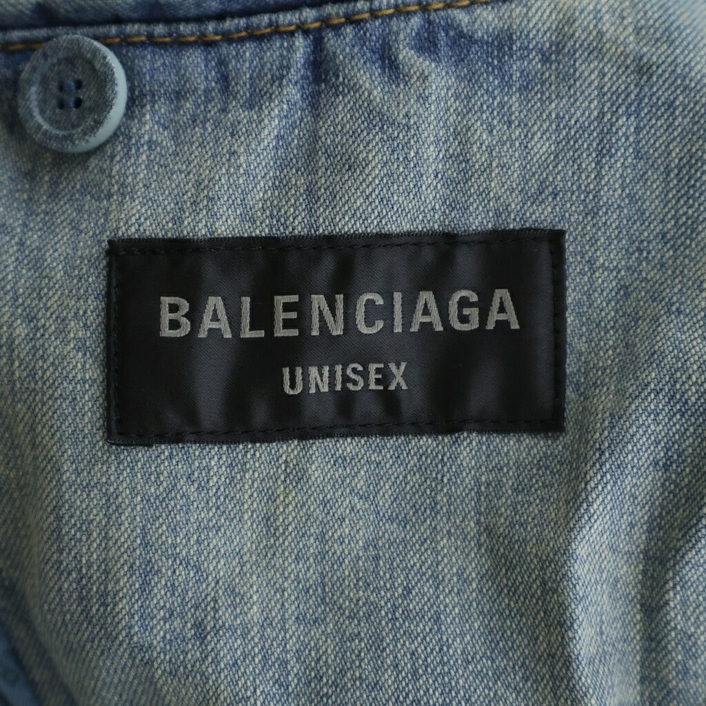 BALENCIAGA(バレンシアガ) JAPANESE RING BLUE DENIM JACKET ヴィンテージ加工 ロゴ デニム ジャケット テーラードジャケット 786469 TPW53