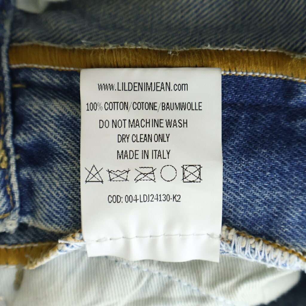 Lildenimjean(リルデニムジーン) TATTOO JEANS 総柄 ダメージ加工 ワイド デニムパンツ インディゴ