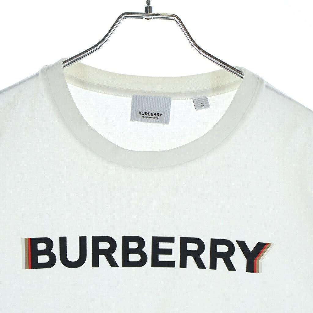 BURBERRY(バーバリー) コットン フロントロゴプリント クルーネック半袖Tシャツ カットソー ホワイト 8053009