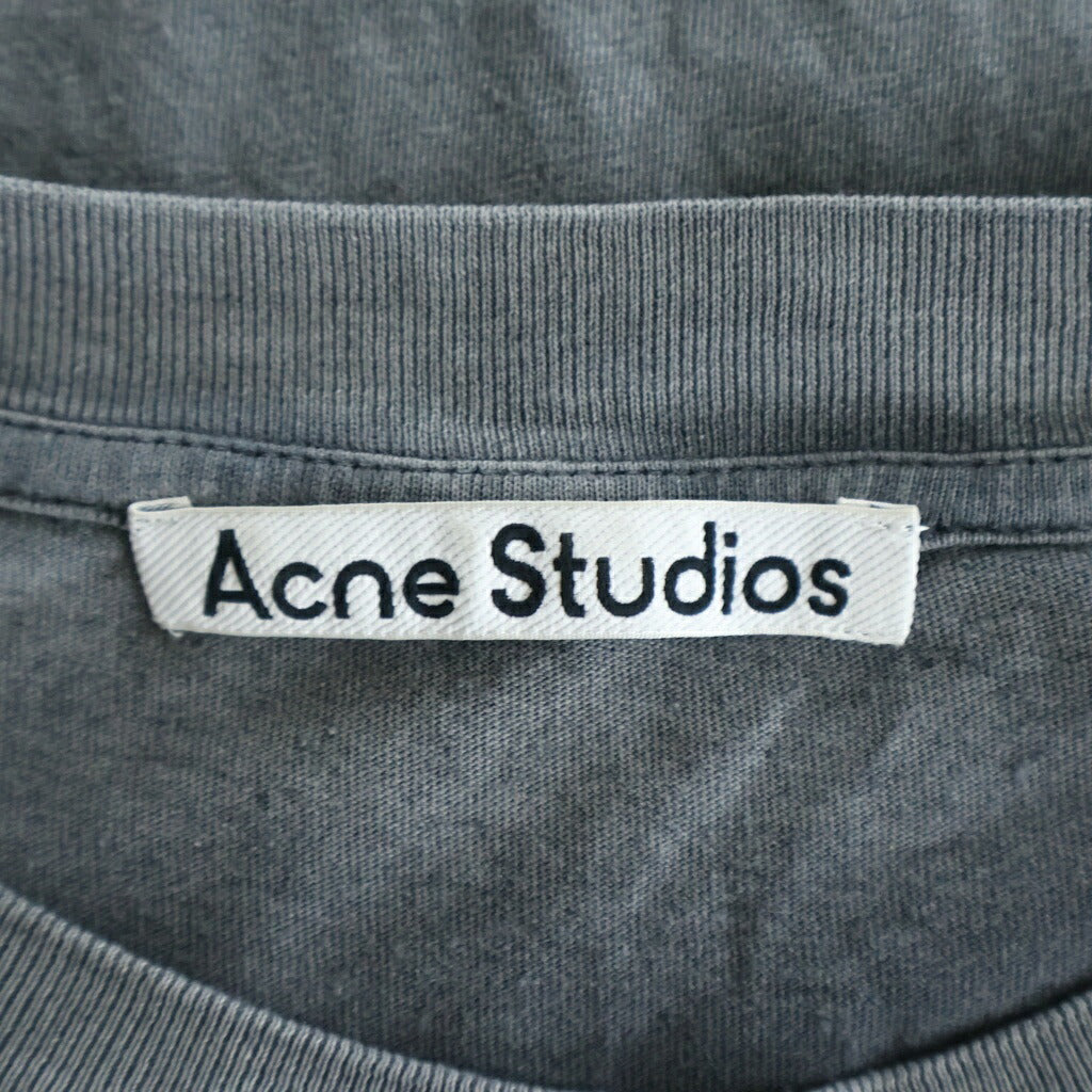 Acne Studios(アクネ ストゥディオズ) 24SS SCULL TEE エイジング加工 フロントスカルプリント クルーネック半袖Tシャツ カットソー グレー FN-UX-TSHI000070