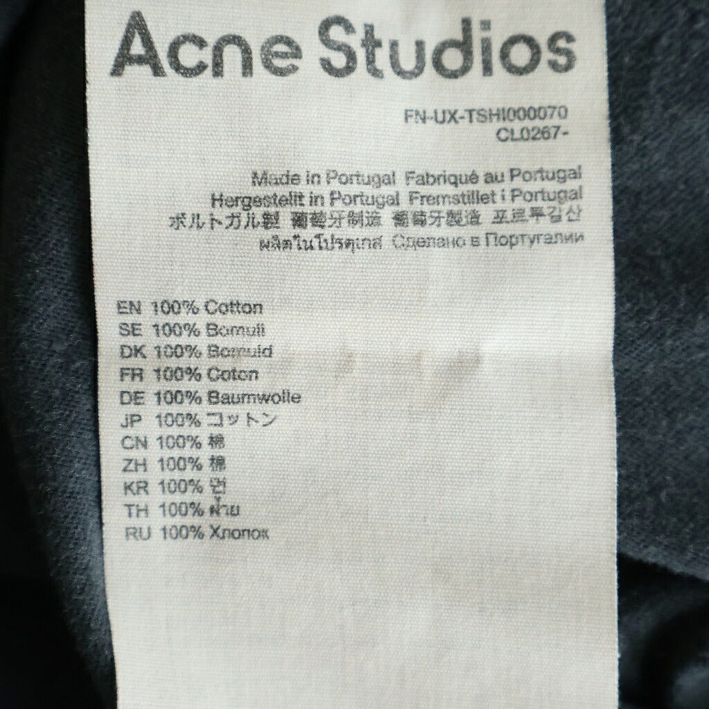 Acne Studios(アクネ ストゥディオズ) 24SS SCULL TEE エイジング加工 フロントスカルプリント クルーネック半袖Tシャツ カットソー グレー FN-UX-TSHI000070