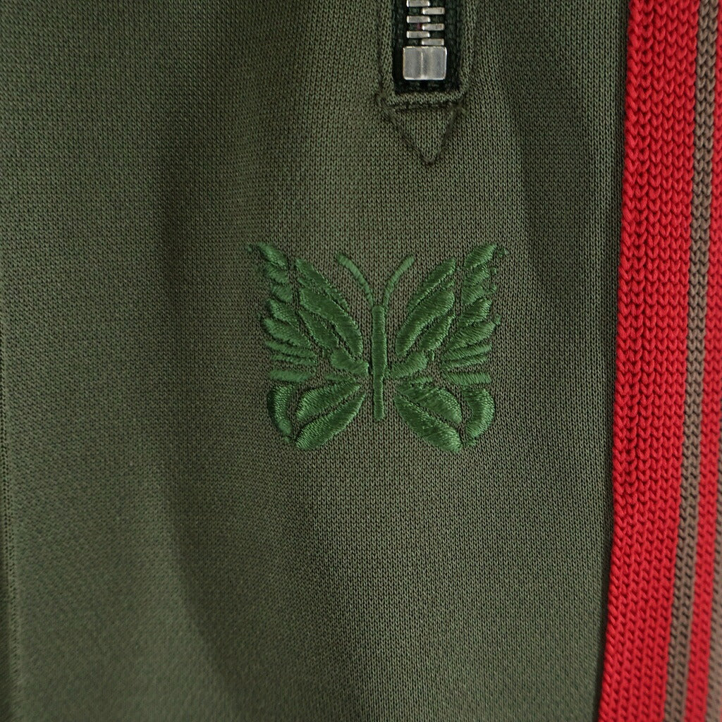 Needles(ニードルス) 24SS ×NUBIAN SIDE LINE CENTERPRESS TRACK PANTS POLY-SMOOTH ×ヌビアン サイドラインセンタープレストラックパンツ ロゴ刺繍ナイロントラックパンツ NS1591 カーキ