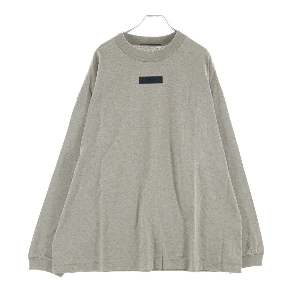 FEAR OF GOD ESSENTIALS(フィアオブゴッド エッセンシャルズ) Rubber Logo Oversized L/S Tee ラバーロゴオーバーサイズドロングスリーブTシャツ モックネック長袖Tシャツ ヘザーグレー