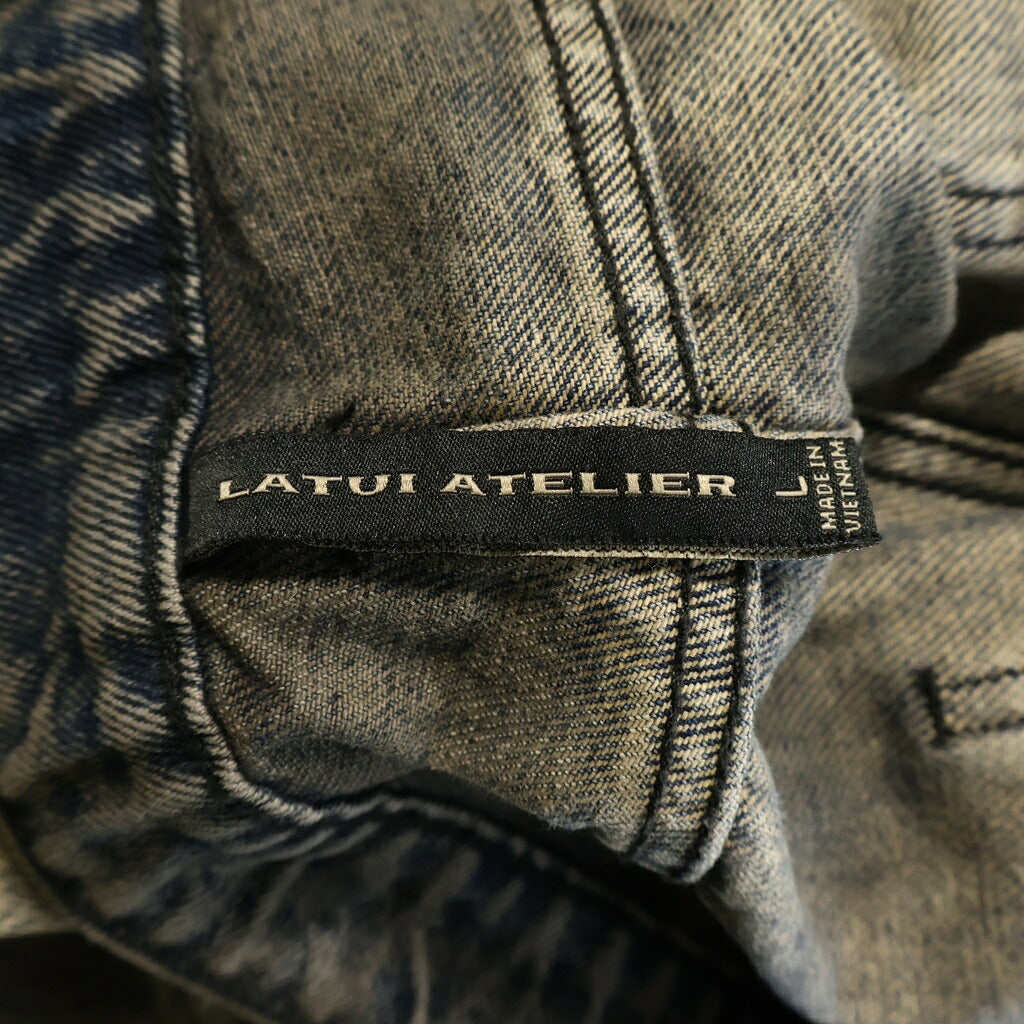 NO BRAND(ノーブランド) LATUI ATELIER ラトゥイ アトリエ RAIN WALKER JEANS レインワーカージーンズ ユーズド加工インダストリアルスタッズバギーデニム インディゴ
