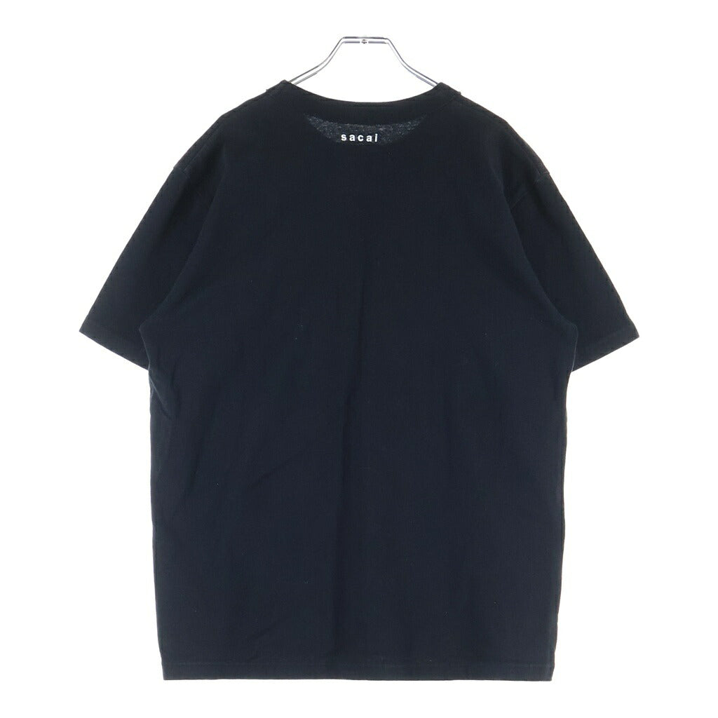 Sacai(サカイ) 21AW ×KAWS EMBROIDERY カウズ コットン ロゴエンブロイダリー クルーネックTシャツ カットソー ブラック 21-0285S