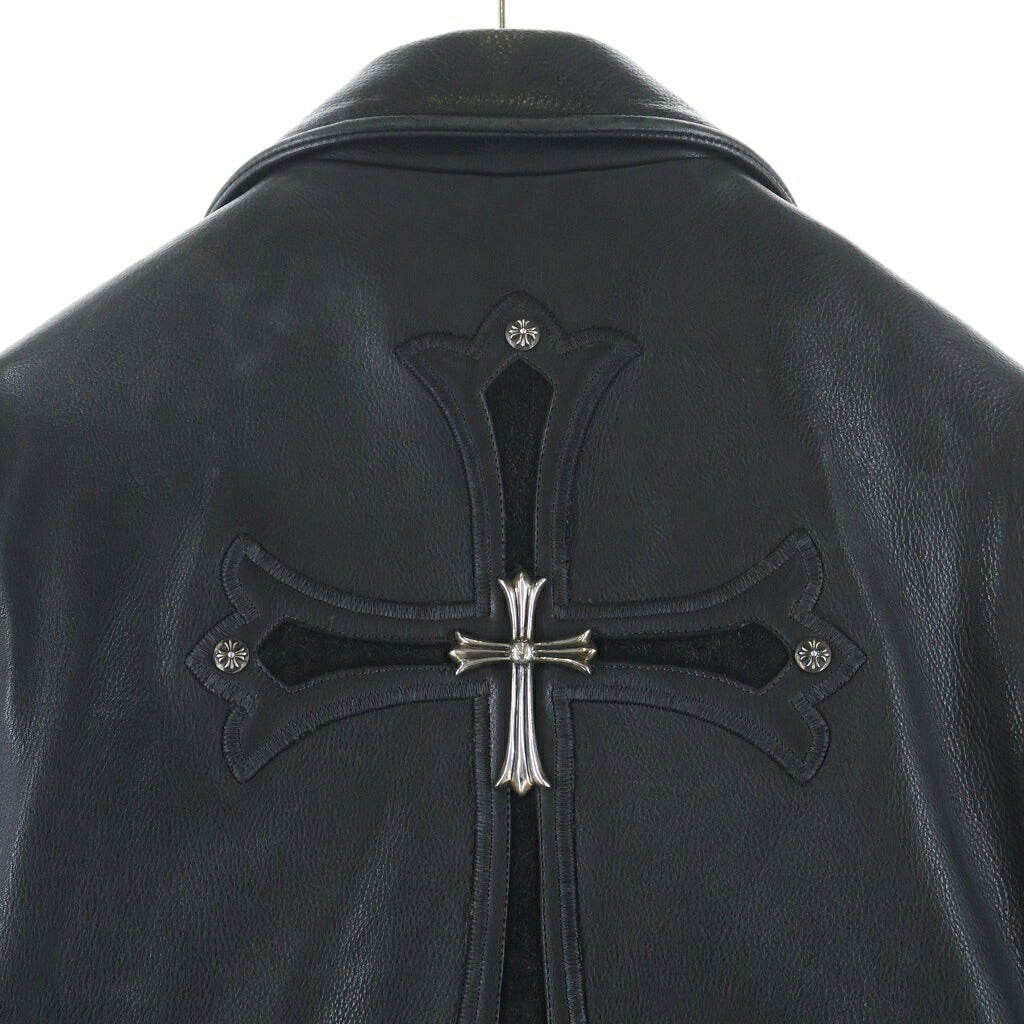 CHROME HEARTS(クロムハーツ) CH CRS LG JJ DEAN バックラージクロス付き JJディーン ダガージップライダースレザージャケット ブラック/シルバー