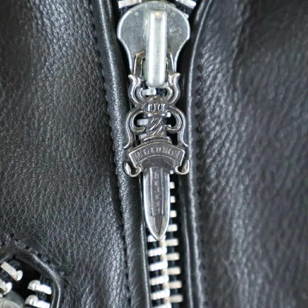 CHROME HEARTS(クロムハーツ) CH CRS LG JJ DEAN バックラージクロス付き JJディーン ダガージップライダースレザージャケット ブラック/シルバー