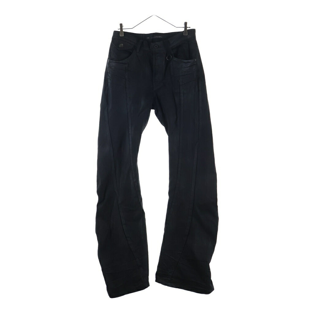 JULIUS(ユリウス) 26SS 12oz DENIM COATING PANTS コーティング加工 ボタンフライ フレアデニムパンツ ブラック 937PAM2-C