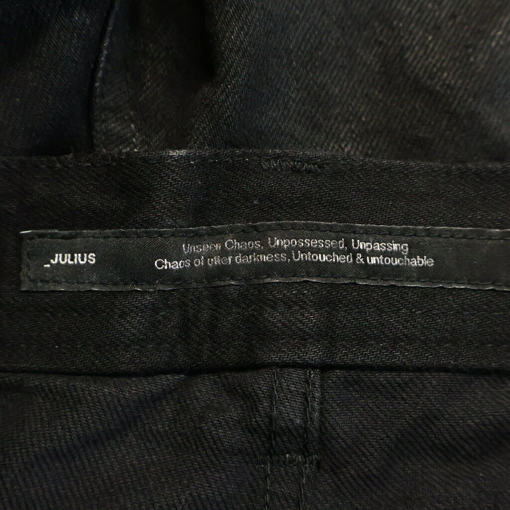JULIUS(ユリウス) 26SS 12oz DENIM COATING PANTS コーティング加工 ボタンフライ フレアデニムパンツ ブラック 937PAM2-C