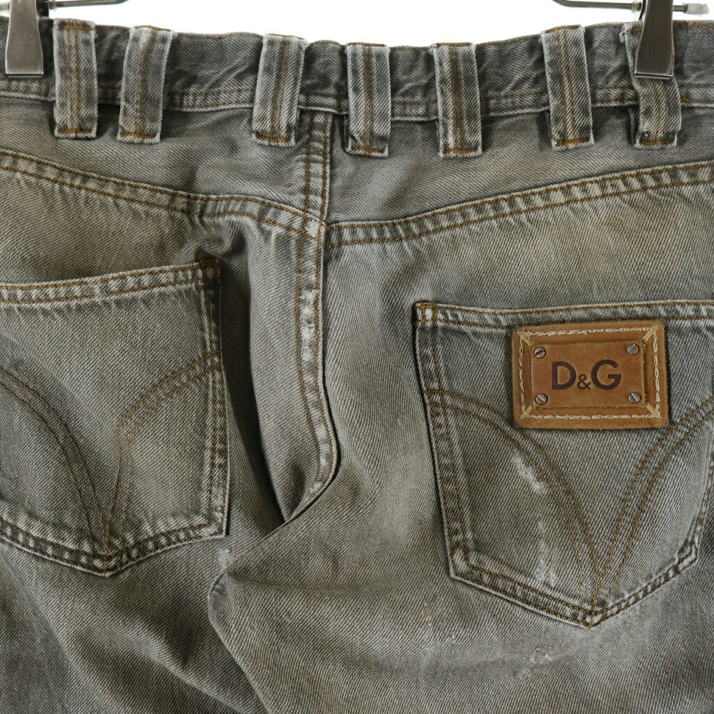D&G(ディーアンドジー) 00S Coated Switching Comfort Fit Denim コーティングスイッチングコンフォートフィットデニム ワックス加工ジップフライストレートデニムパンツ グレー