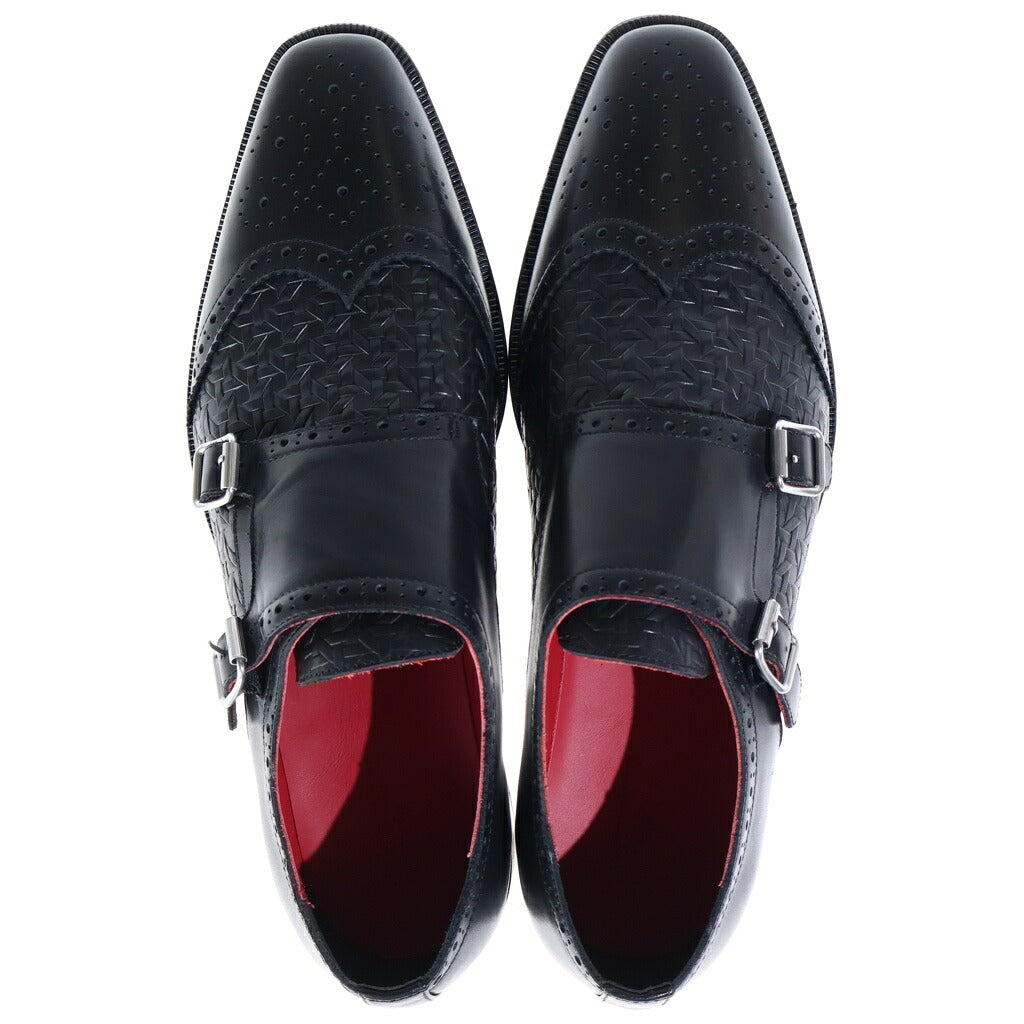 ENFANTS RICHES DEPRIMES(アンファンリッシュデプリメ) Black Monk Loafer ブラックモンクローファー ベルテッドレザードレスシューズ ブラック