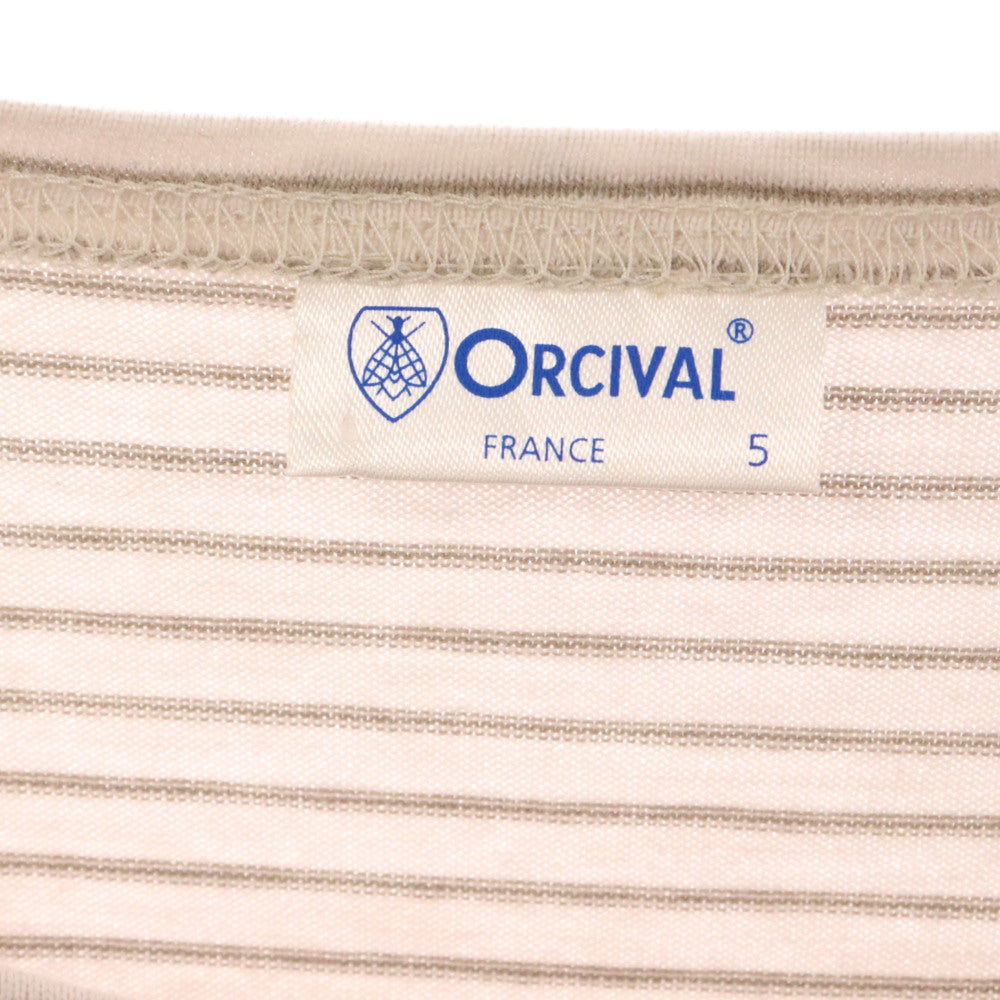 ORCIVAL(オーシバル) ボーダー柄クルーネック半袖Tシャツ ベージュ