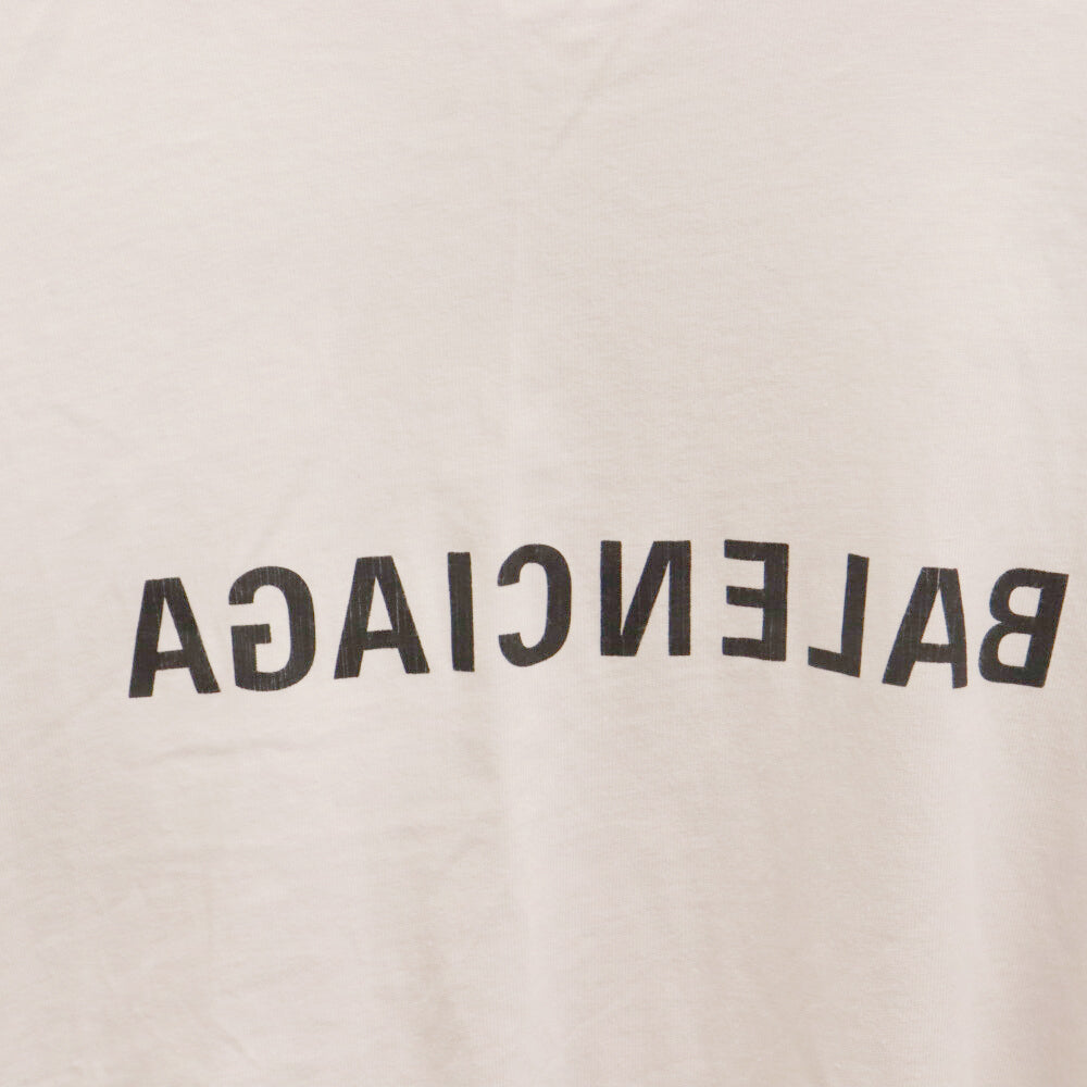 BALENCIAGA(バレンシアガ) 24SS Mirror Logo Oversized T-Shirt ミラーロゴダメージ加工オーバーサイズクルーネック半袖Tシャツ グレー 739028 TQVN7