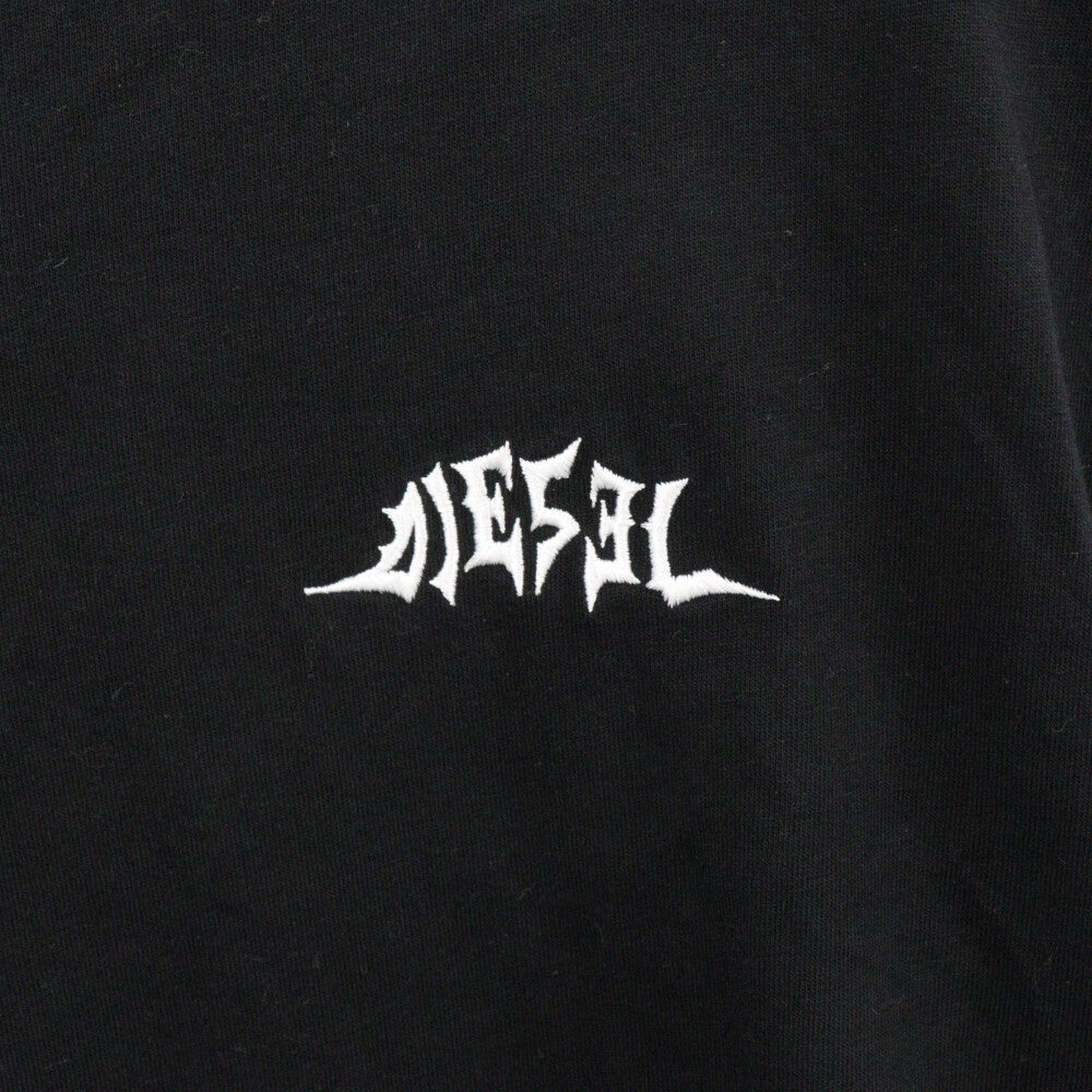 DIESEL(ディーゼル) ロゴ刺繍 バックプリント 半袖 Tシャツ ブラック