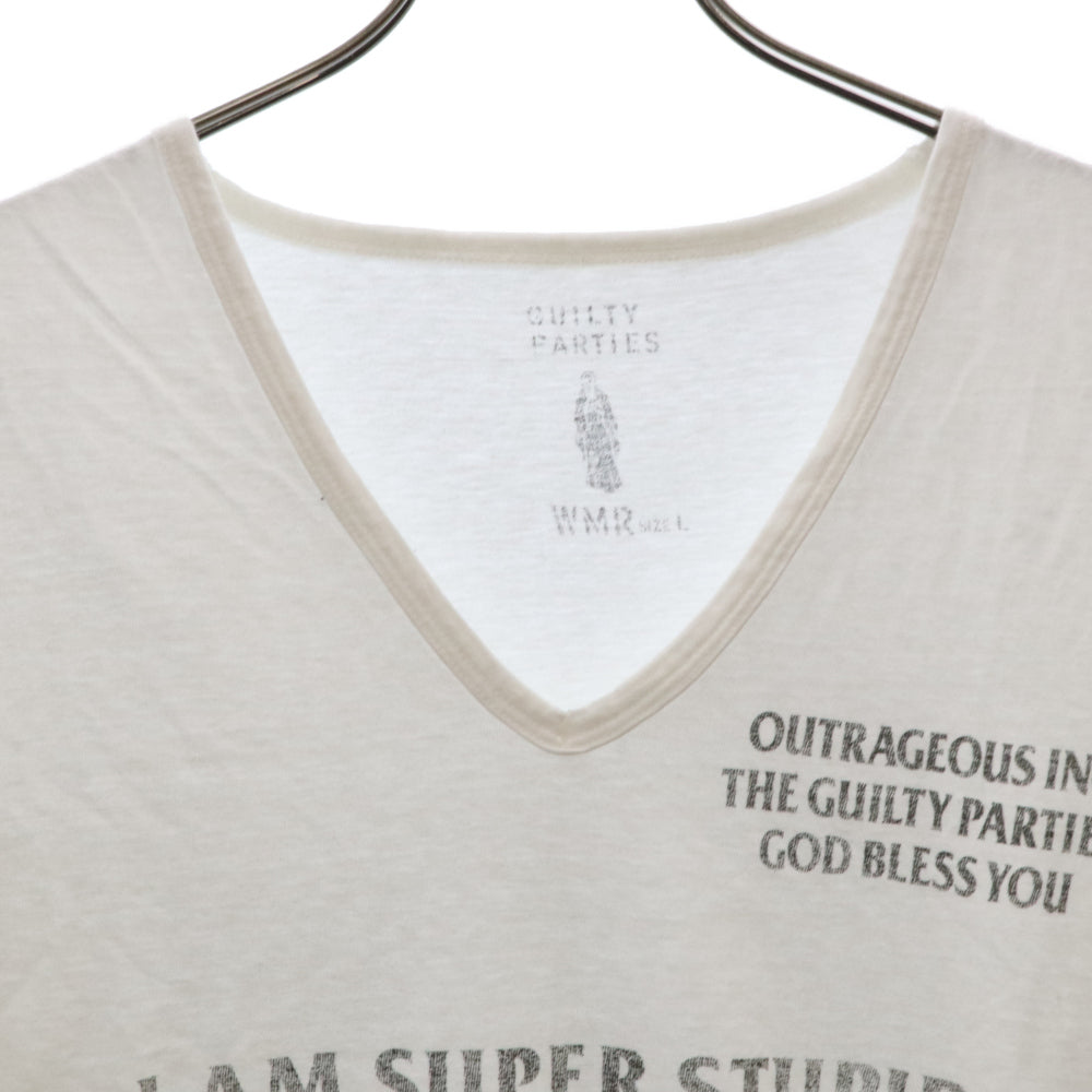 WACKO MARIA(ワコマリア) 00s 初期 Vネック コットン プリント 半袖 Tシャツ ホワイト
