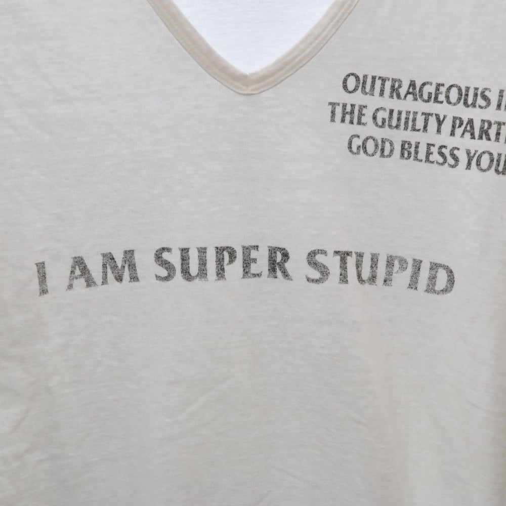 WACKO MARIA(ワコマリア) 00s 初期 Vネック コットン プリント 半袖 Tシャツ ホワイト