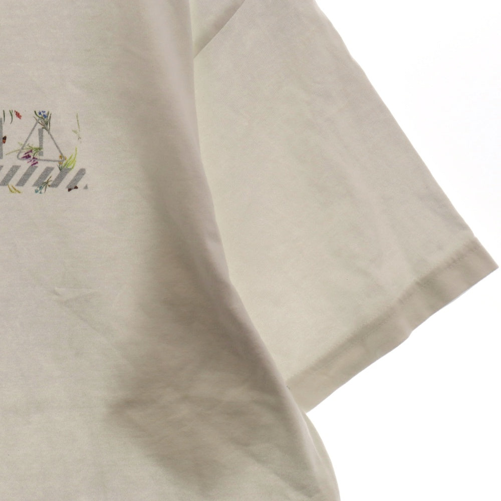 STUDIO SEVEN(スタジオセブン) フロントフローラルロゴクルーネック半袖Tシャツ ホワイト