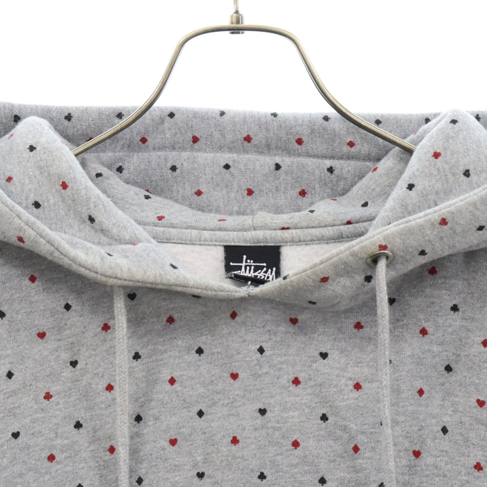 STUSSY(ステューシー) トランプ総柄 スウェットパーカー グレー