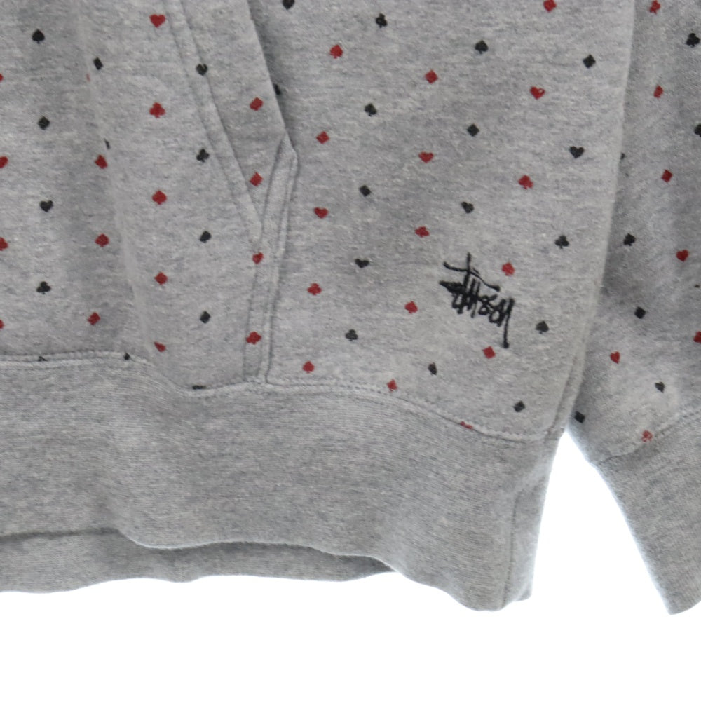 STUSSY(ステューシー) トランプ総柄 スウェットパーカー グレー