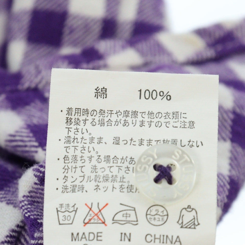 STUSSY(ステューシー) コットン チェック柄 半袖 シャツ パープル