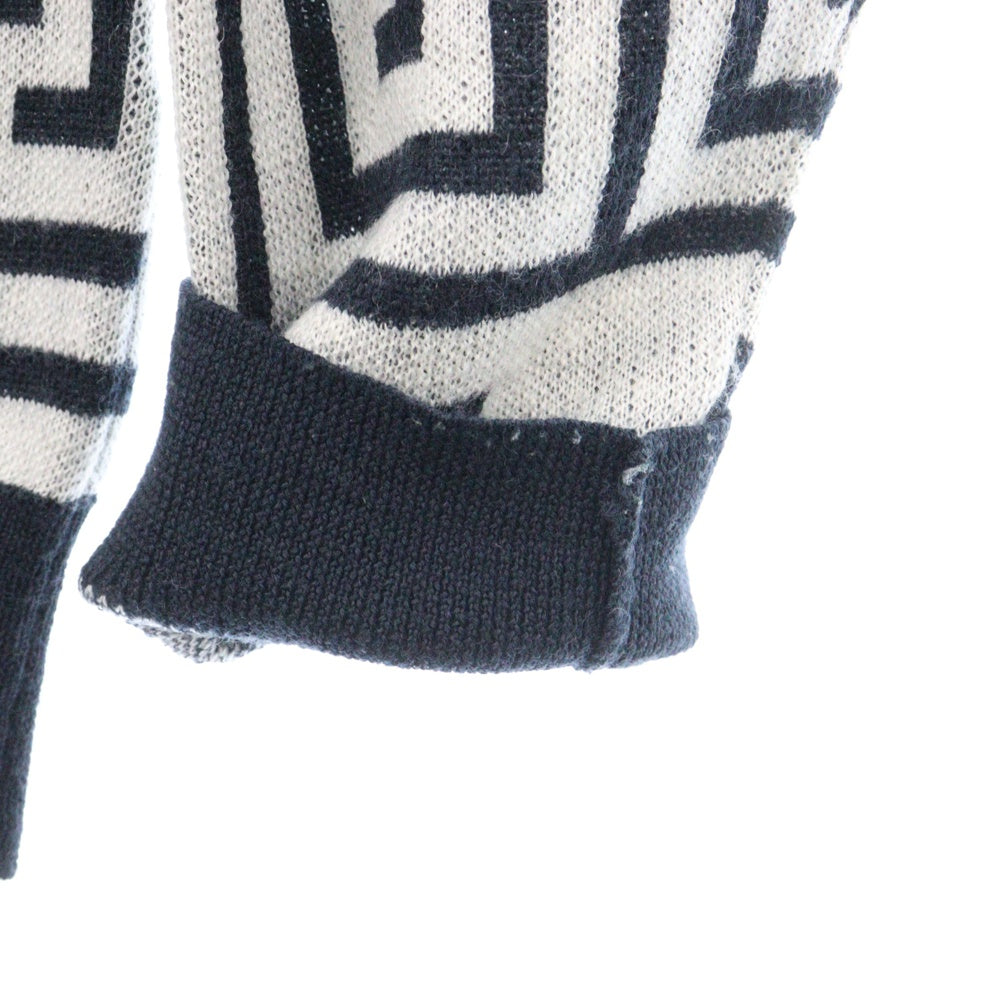 Palace Skateboards(パレススケートボーズ) 16AW CHECK-IT KNIT ジャガードロゴ総柄クルーネックニットセーター ネイビー/グレー