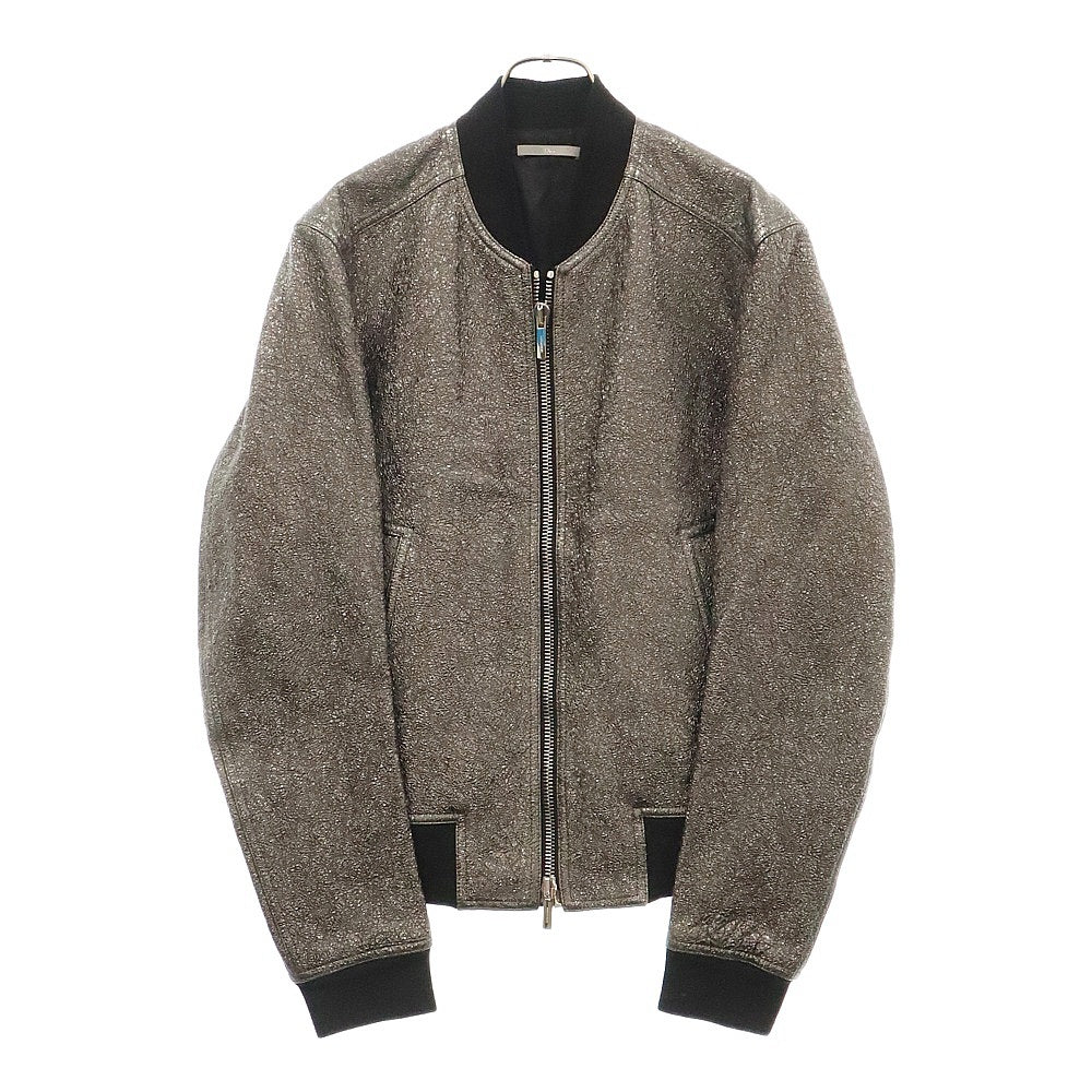 Dior HOMME(ディオールオム) シワ加工 ジップアップ ジャケット ブルゾン シルバー/ブラック 833L418A0334