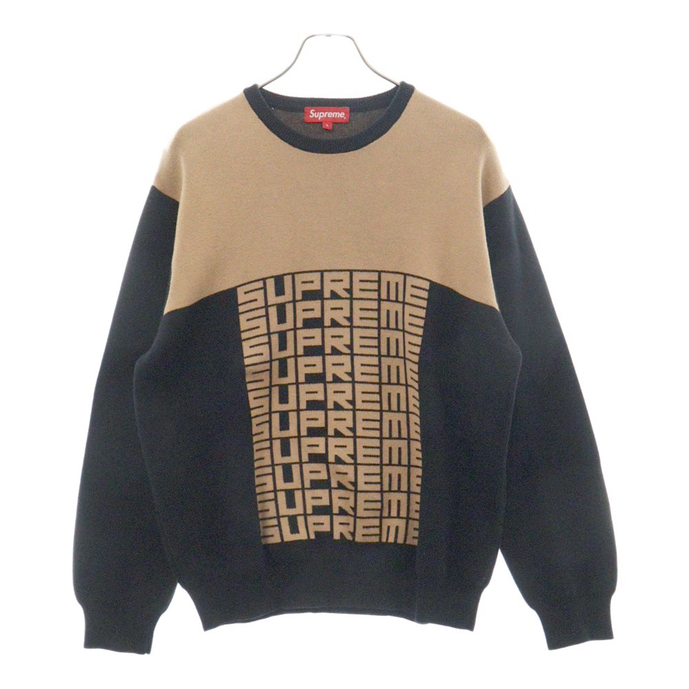 SUPREME(シュプリーム) 18AW Logo Repeat Sweater ロゴ リピート セーター ニット ブラウン/ブラック